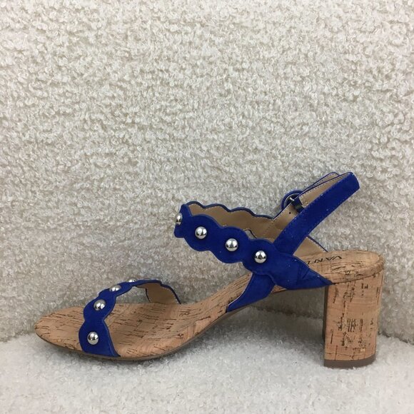 9,5 M new Gorgeous Blue Suede Vaneli Mavis Sandals Blue suede cork heels sandals - Picture 7 of 12